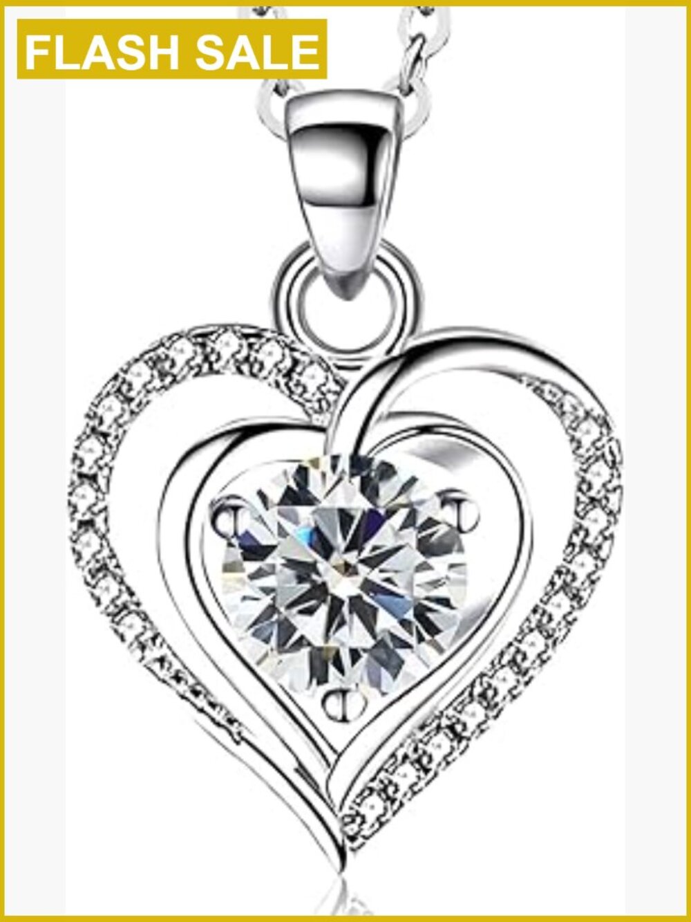 925 Sterling Silver Heart Birthstone Pendant Necklace 17.7 Inch Chain